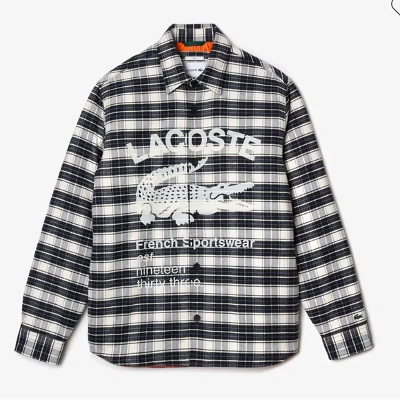 LACOSTE Unisex Branded Check Print Overshirt